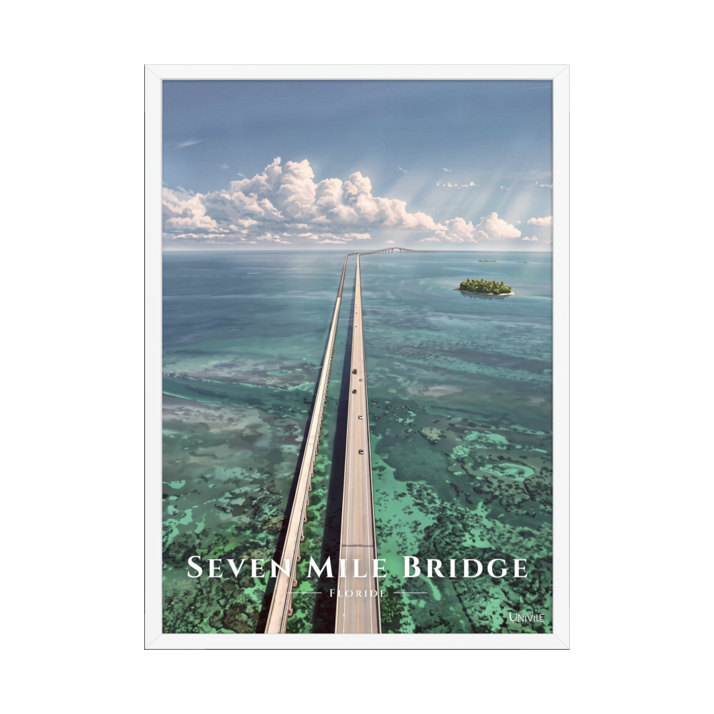 Affiche de Floride Seven Mile Bridge 50 × 70 cm / Blanc - Univile Floride