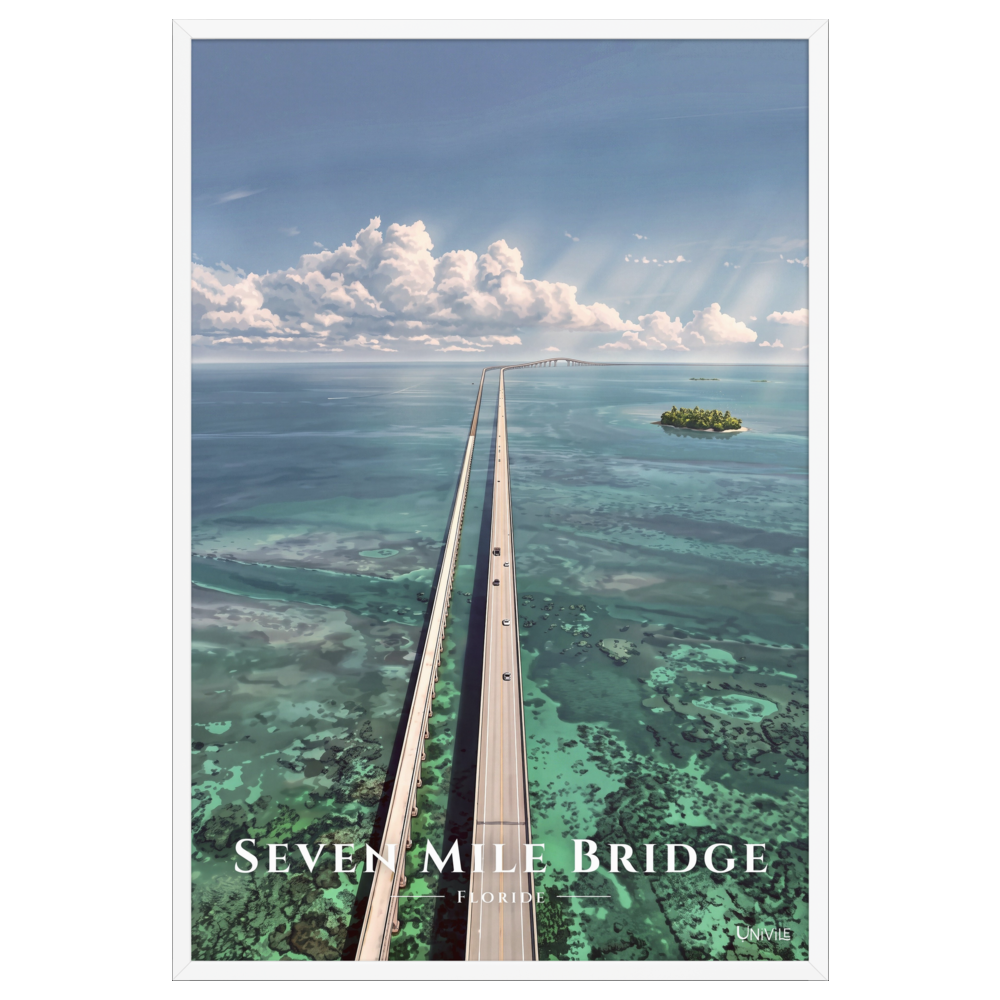 Affiche de Floride Seven Mile Bridge 61 × 91 cm / Blanc - Univile Floride