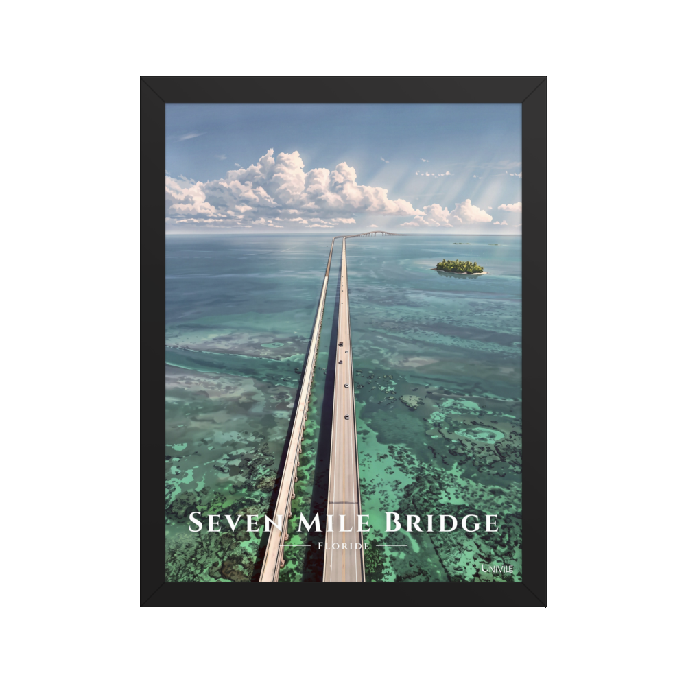 Affiche de Floride Seven Mile Bridge 30 × 40 cm / Noir - Univile Floride