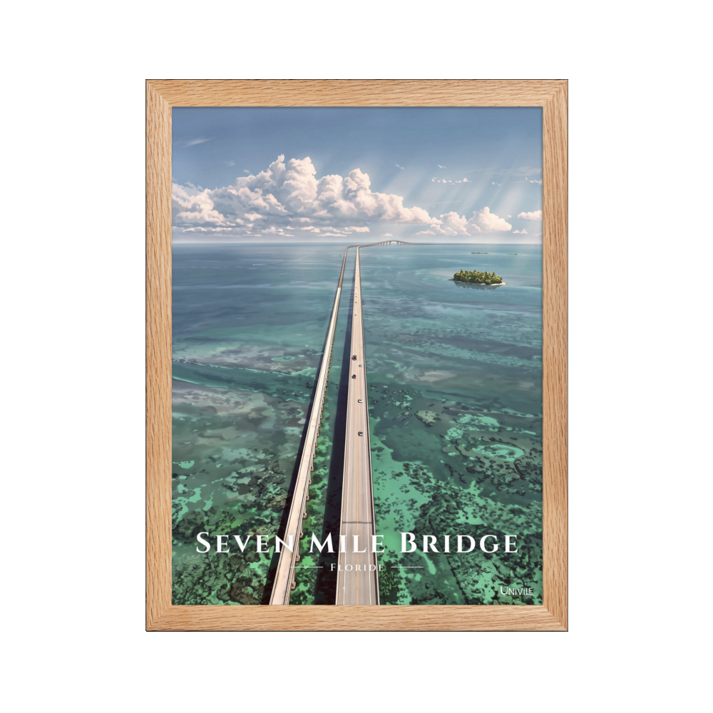 Affiche de Floride Seven Mile Bridge 30 × 40 cm / Oak - Univile Floride