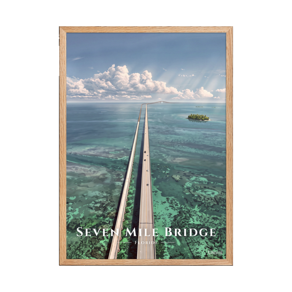 Affiche de Floride Seven Mile Bridge 50 × 70 cm / Oak - Univile Floride