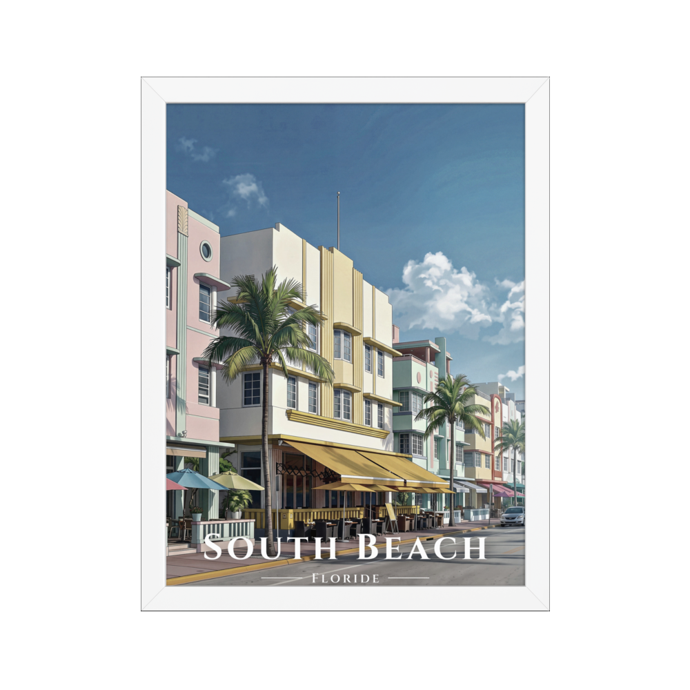 Poster South Beach Blanc 30 × 40 cm