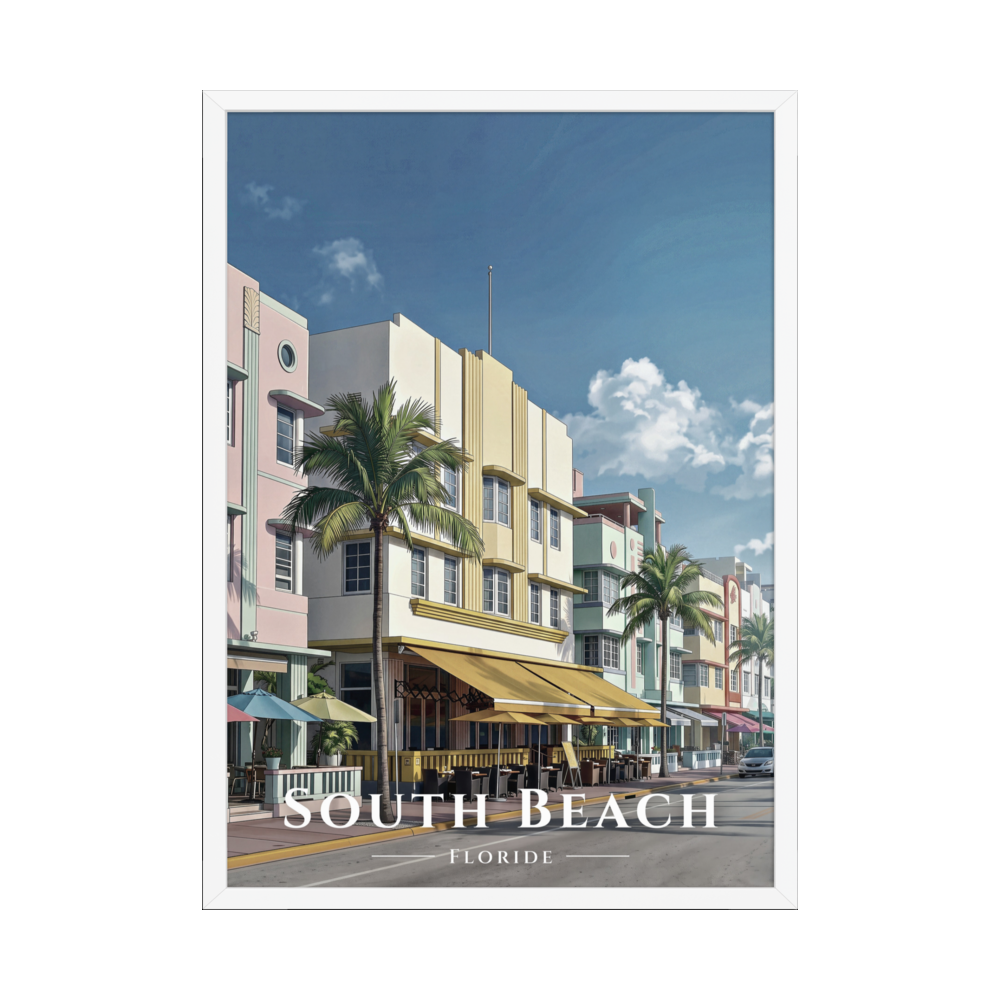 Poster South Beach Blanc 50 × 70 cm