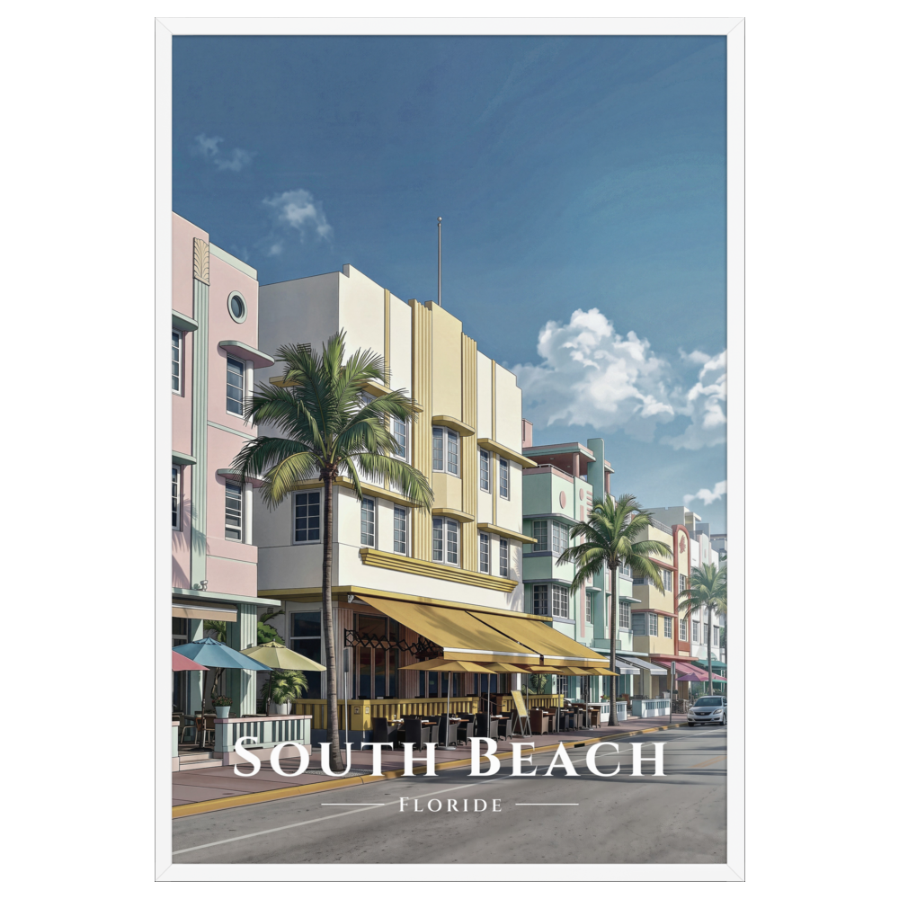 Poster South Beach Blanc 61 × 91 cm