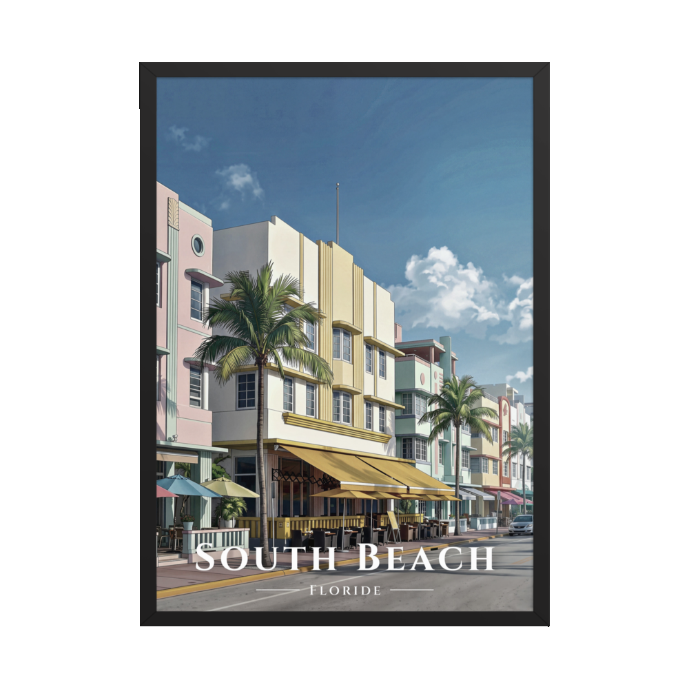 Poster South Beach Noir 50 × 70 cm