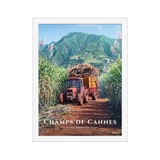 Affiche de La Réunion Tracteur dans les Champs de Cannes 30 × 40 cm / Blanc - Univile La Réunion