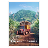 Affiche de La Réunion Tracteur dans les Champs de Cannes 61 × 91 cm / Blanc - Univile La Réunion