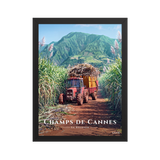 Affiche de La Réunion Tracteur dans les Champs de Cannes 30 × 40 cm / Noir - Univile La Réunion
