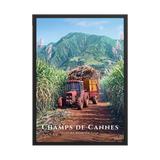 Affiche de La Réunion Tracteur dans les Champs de Cannes 50 × 70 cm / Noir - Univile La Réunion