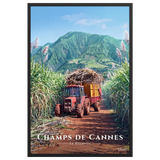 Affiche de La Réunion Tracteur dans les Champs de Cannes 61 × 91 cm / Noir - Univile La Réunion