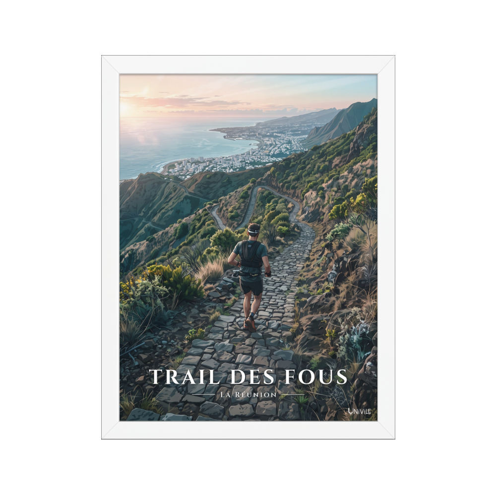 Poster Trail des Fous Chemin des Anglais Blanc 30 × 40 cm