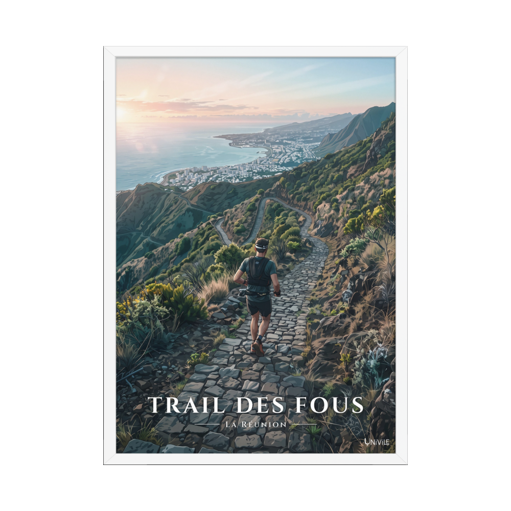 Poster Trail des Fous Chemin des Anglais Blanc 50 × 70 cm