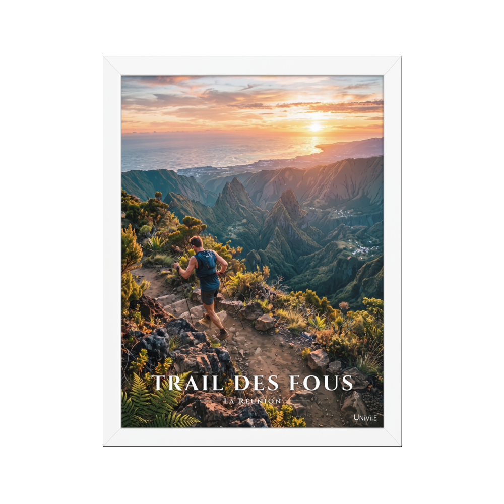 Poster Trail des Fous Maïdo Blanc 30 × 40 cm
