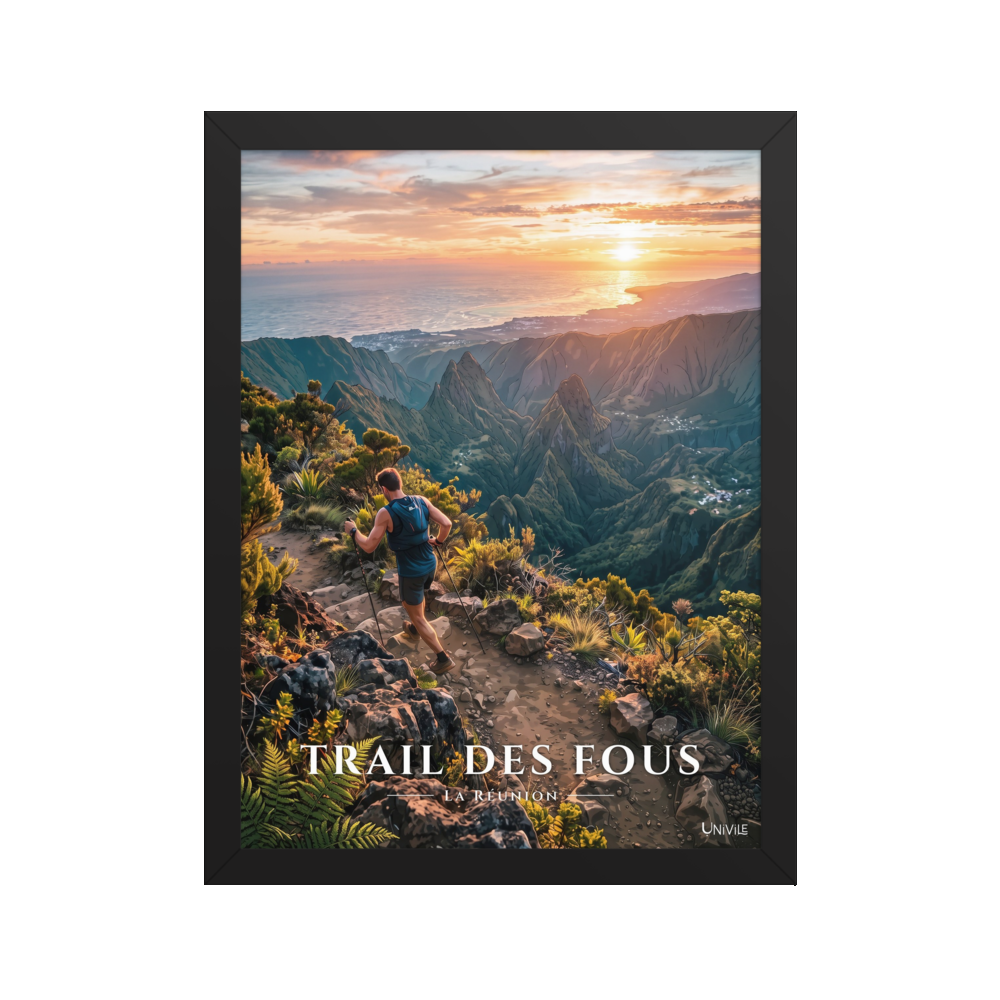 Poster Trail des Fous Maïdo Noir 30 × 40 cm