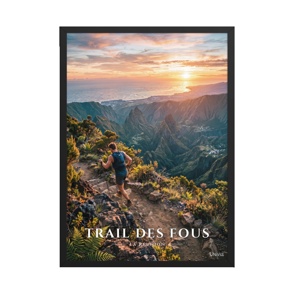 Poster Trail des Fous Maïdo Noir 50 × 70 cm