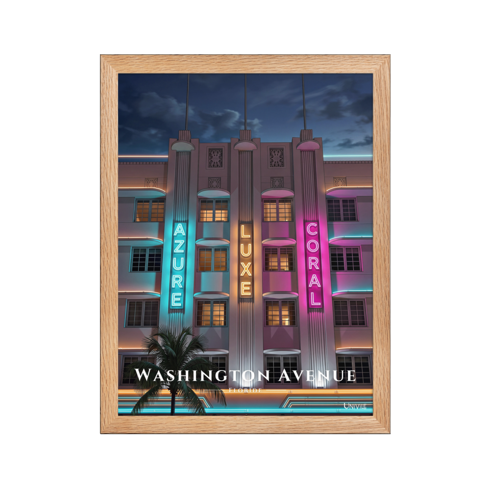 Affiche de Floride Washington Avenue 30 × 40 cm / Oak - Univile Floride
