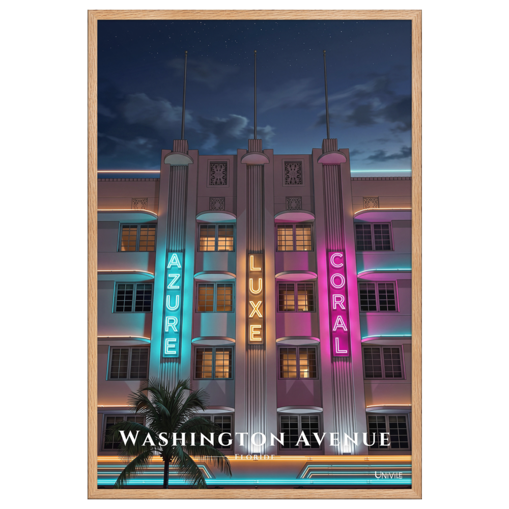 Affiche de Floride Washington Avenue 61 × 91 cm / Oak - Univile Floride
