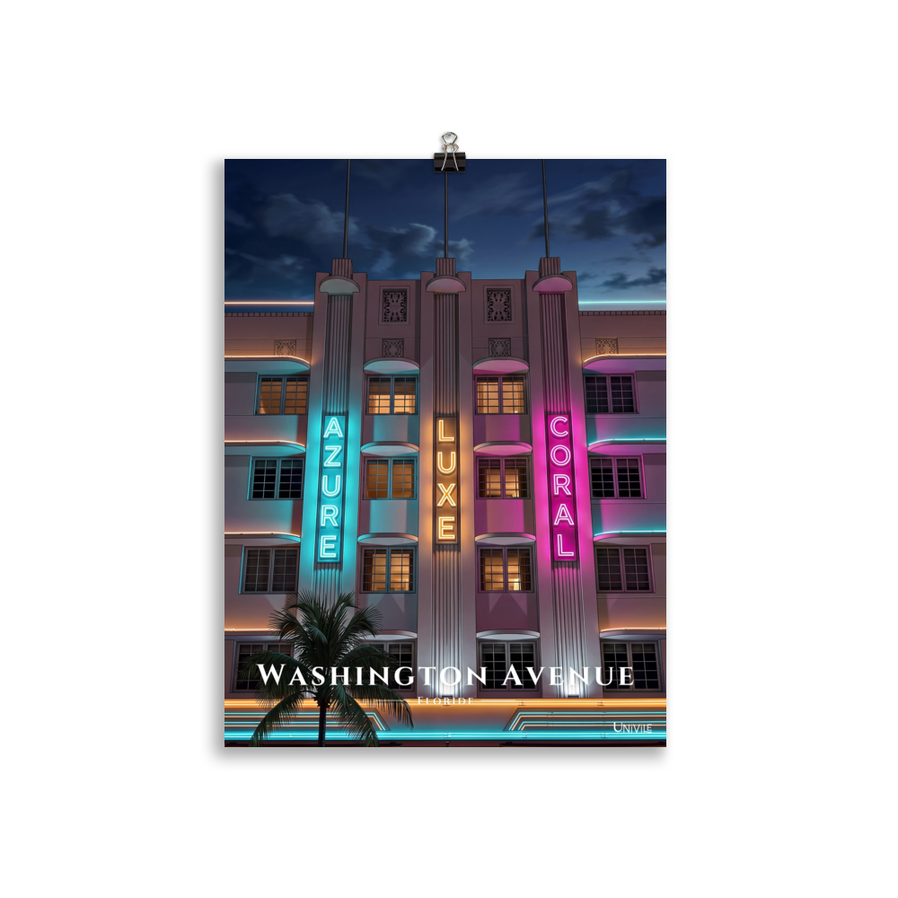 Affiche de Floride Washington Avenue 30 × 40 cm / Sans cadre - Univile Floride