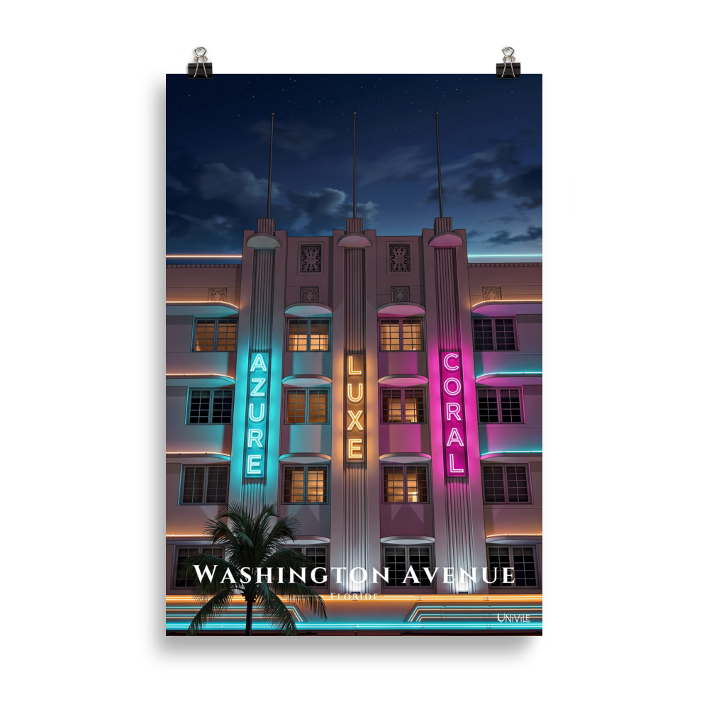 Affiche de Floride Washington Avenue 61 × 91 cm / Sans cadre - Univile Floride